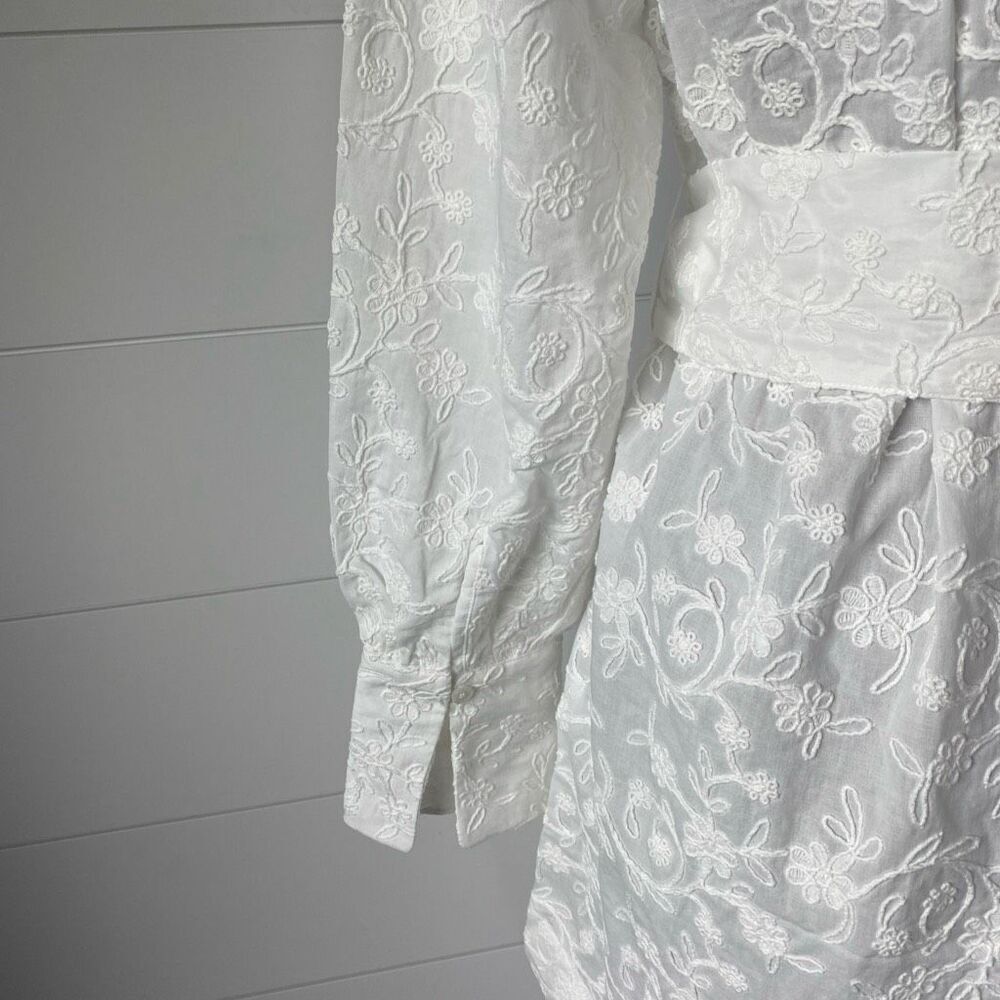 SUPER NATURAL BY SECRET MISSION SKIPE SHIRT EMBROIDERED WHITE DRESS SIZE S $425 - Picture 7 of 12